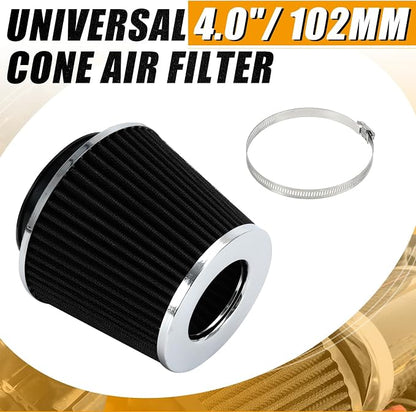 PTNHZ Universal Black 4" 102mm High Flow Cold Air Intake Cone Air Filter Power - Image 2