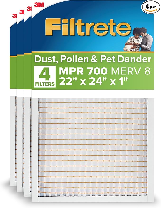 Filtrete 22x24x1 AC Furnace Air Filter, MPR 700, MERV 8, Tough on Pollen by Filtrete