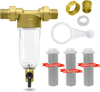 Spin Down Sediment Filter, Inline Water Filter by Heliwoo