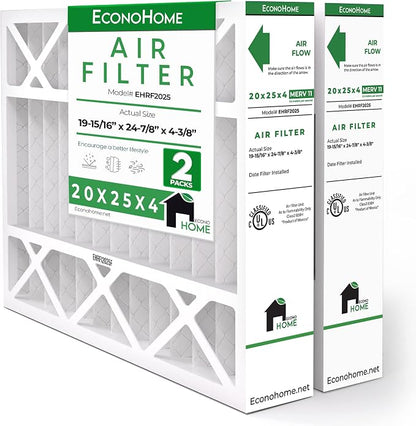 EconoHome 20x25x4 AC Furnace Pleated Air Filter MERV 11 Replacement – Allergen by EconoHome