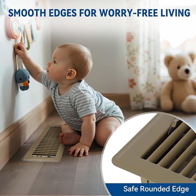 4" x 10" Floor Register Vent Covers 6-Pack, Walkable Powder-Coated Metal Vent - Image 3