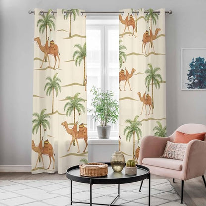 2 Panel Kitchen Cafe Curtains, Date Coconut Tree Sunlight Filtering Nature Air - Image 5