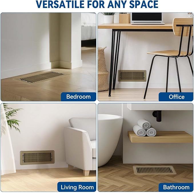 4" x 10" Floor Register Vent Covers 2-Pack, Walkable Powder-Coated Metal Vent - Image 7