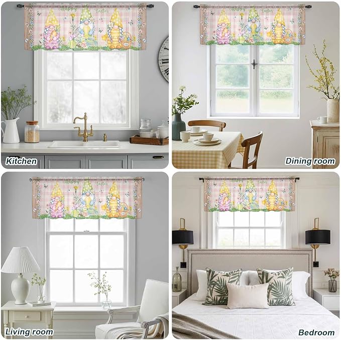 Happy Easter Sheer Valances for Windows 42"x12", Light Filtering Kitchen - Image 5