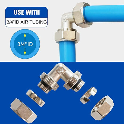 3/4 Inch Brass-Nickel Plated Elbow Fittings, Air Hose Fittings - Image 3