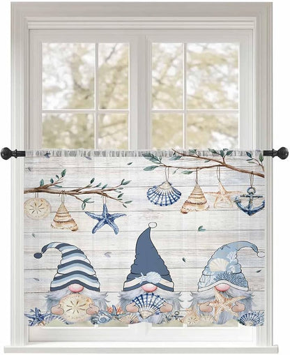 Sheer Curtains 45 Inch Length, Coastal Eucalyptus Semi Sheer Curtains Light by Unknown
