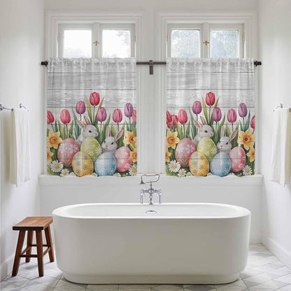 Easter Kitchen Curtains 54 Inch Long 2 Panel Set, Rod Pocket Window Curtains - Image 5