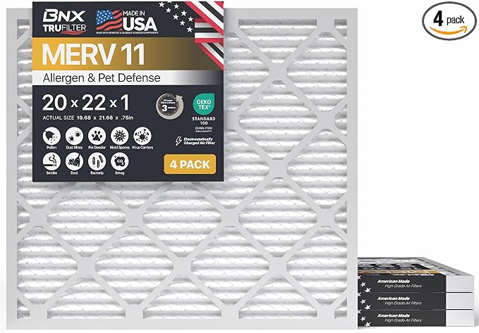 BNX TruFilter 20x22x1 Air Filter MERV 11 by BNX