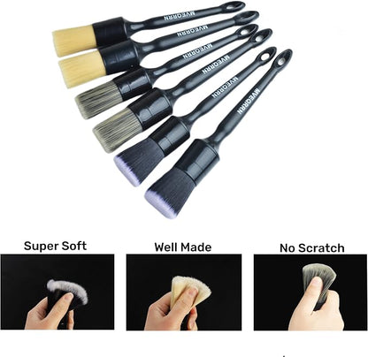 6pcs Car Detailing Brush Set-2pcs Boars Hair Car Detailing Brushes, Leather - Image 3