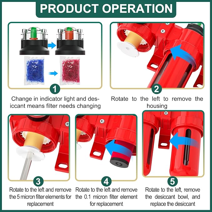 Industrial Grade 4-Stage Aluminum Air Drying System, 1/2 Inch NPT, 0-150 PSI - Image 6