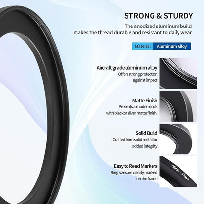 58-77mm Step-Up Ring Adapter, 58mm to 77mm Step Up Filter Ring - Image 5