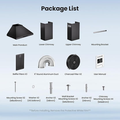 Wall Mount 36 Inch Range Hood 900 CFM, Ductless/Ducted Convertible, 3-speed - Image 9