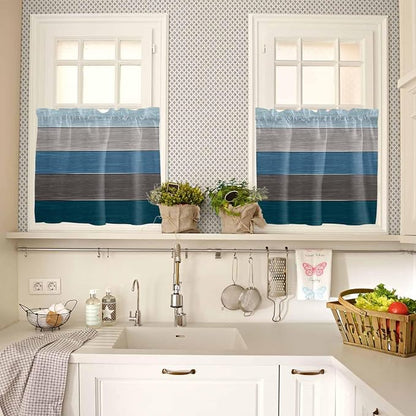 Retro Farm Blue Gray Wood Grain Window Valance Curtains, Rustic Wooden Plank - Image 7