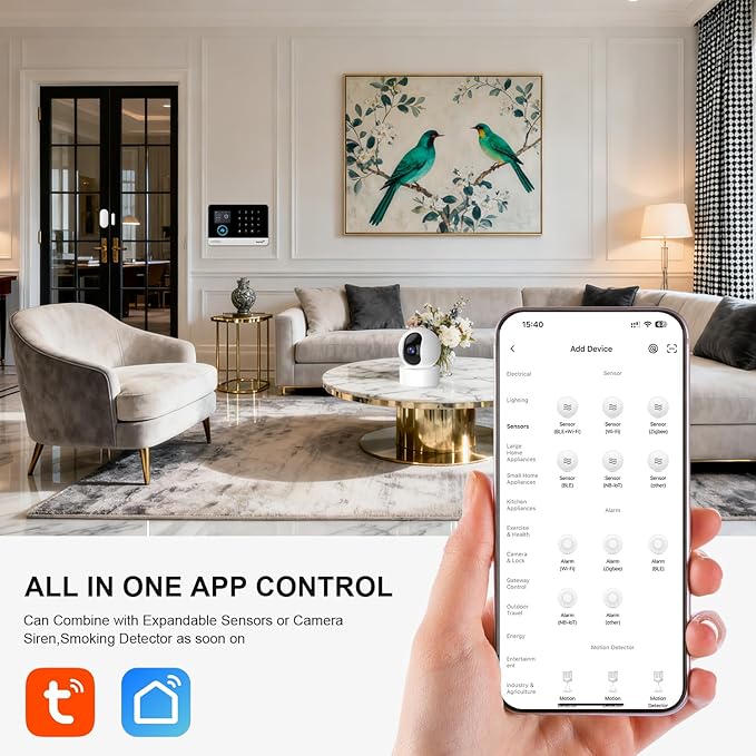 PGST WiFi Alarm System for Home Security,24 PCS Wireless Home Security System with DIY Expandable Door Alarm Sensor,Motion Detector,SOS Button,APP Instant Alerts for Villa,Apartment,No Monthly Fee