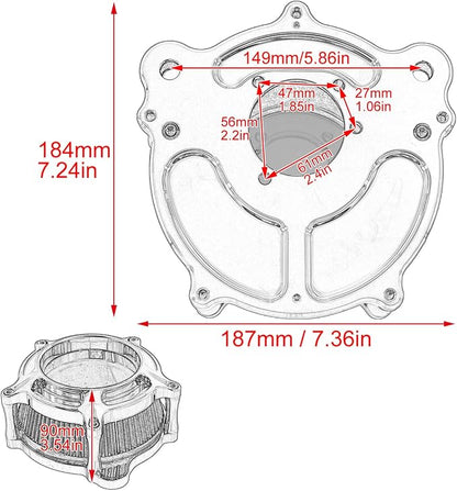 HDBUBALUS Motorcycle Air Filter Cleaner Intake Filter System Kit - Image 7