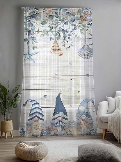 Sheer Curtains 84 Inches Long, Coastal Eucalyptus Leaf Semi Sheer Curtains - Image 2