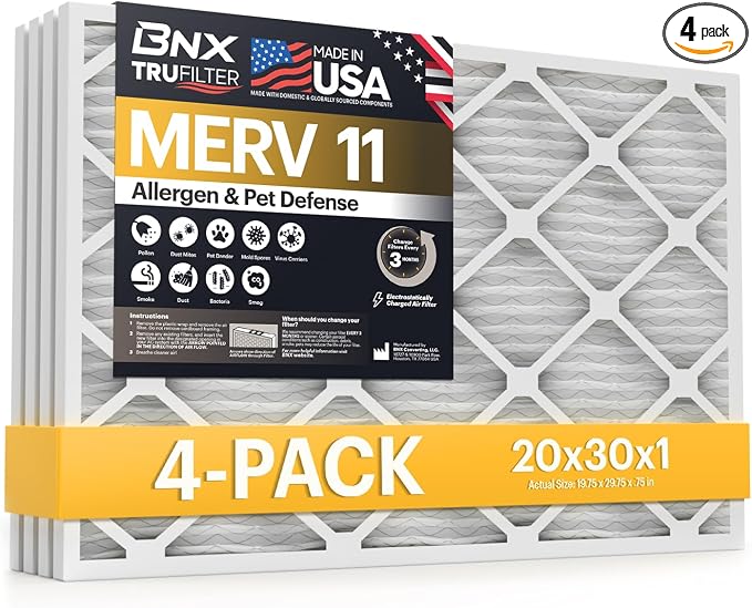BNX TruFilter 20x30x1 Air Filter MERV 11 by BNX