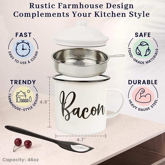 Bacon Grease Container with Strainer - Image 3