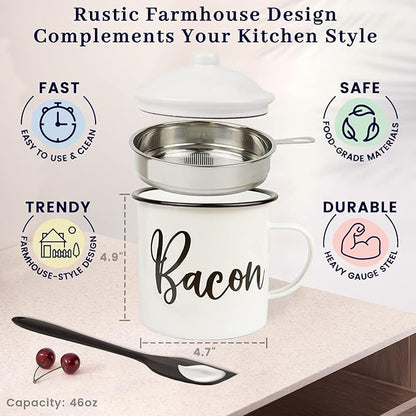 Bacon Grease Container with Strainer - Image 3