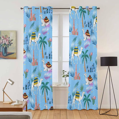 2 Panel Kitchen Cafe Curtains, Desert Landscape Sunlight Filtering Nature Air - Image 2