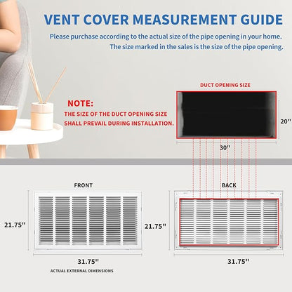 30x20 Return Air Grille, Return Air Vent Cover - Image 4