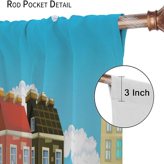 Kids Cartoon Construction Window Curtains, Funny Construction Site Cars and - Image 6