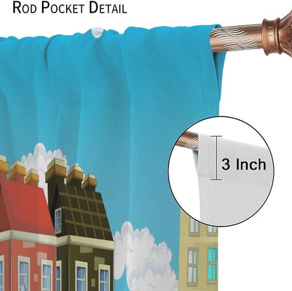 Kids Cartoon Construction Window Curtains, Funny Construction Site Cars and - Image 6