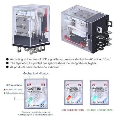 Electromagnetic Power Relay, 8-Pin 10 AMP 24V AC Relay Coil - Image 6