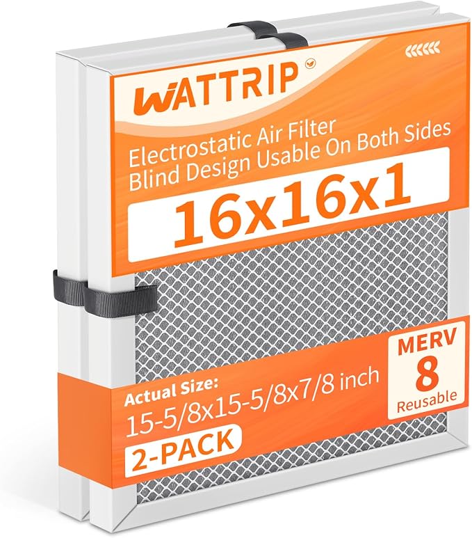 2-Pack 16x16x1 MERV 8 Reusable & Washable Electrostatic Air Filters by BreatheSmartLiveClean