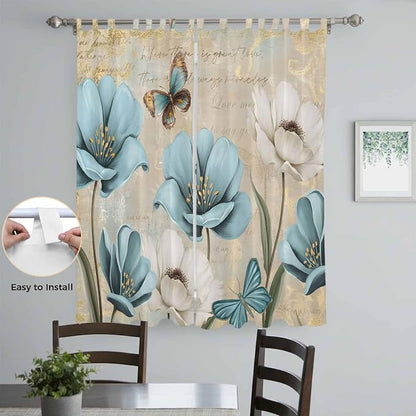 Spring Flowers Living Room Curtains 96 Inch Length, Window Curtains Tab Top - Image 4
