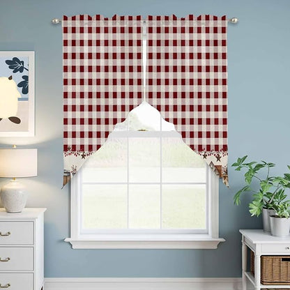 Swag Curtain Valances for Kitchen Windows, Farm Barn Western Star on Vintage - Image 7