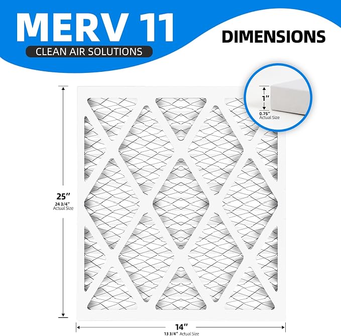 14x25x1 Air Filter, MPR 1200 & FPR 7, MERV 11 Pleated Air Filter - Image 2