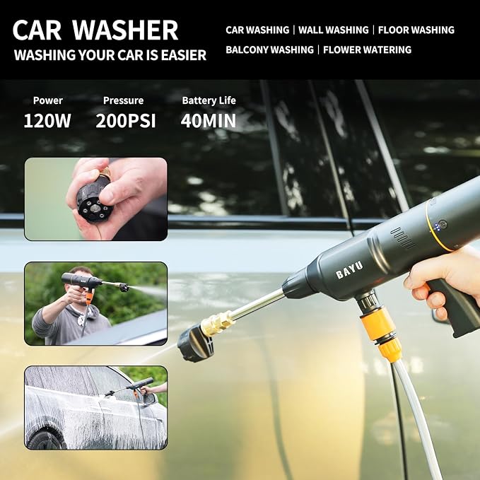 BAYU 4 in 1 Car Smart Kit, 19000PA Car Vacuum Cleaner, 200PSI Cordless Pressure - Image 6