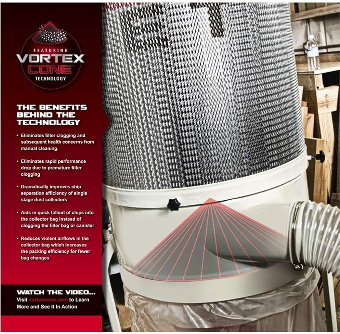JET Vortex Cone Dust Collector, 2-Micron Canister Filter, 2 HP, 230V 1Ph - Image 3