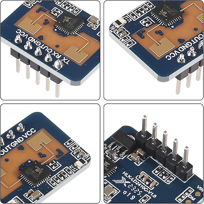 XIITIA 4pcs LD2410C Human Presence Radar Sensor Module HLK-LD2410 LD2410 Millimeter Wave Non-Contact 24GHz ISM Band Serial Port IO Level Output
