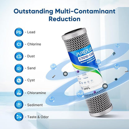 1 Micron 2.5"" x 10"" Whole House CTO Carbon Water Filter Cartridge Replacement - Image 2