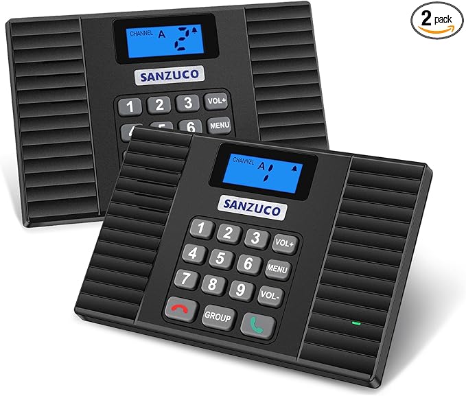 SANZUCO 60D Intercoms Wireless for Home, Full Duplex Intercom System for House/Business, 1400ft Intercoms Hands-Free Real-Time Talk, Expandable to 18 Stations, Group Call & Auto Answer (2 Stations)