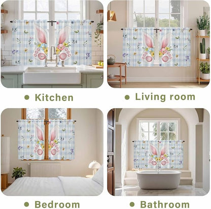 Easter Kitchen Curtains 45 Inch Long 2 Panel Set, Rod Pocket Window Treatment - Image 8