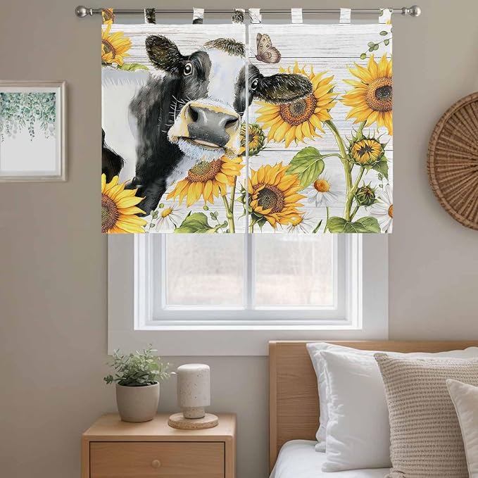 Retro Farmhouse Floral Kitchen Curtains 45 Inch Length, Short Cafe Window - Image 9