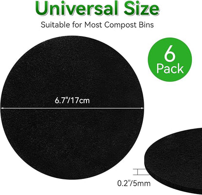 6 Pack Charcoal Filters for Compost Bucket, 6.7 Inch Compost Filters for - Image 2