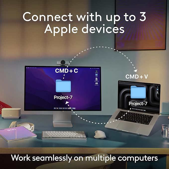 Logitech MX Keys S Combo for Mac, Wireless Keyboard and Mouse with Palm Rest, Backlit Keyboard, Fast Scroll Wireless Mouse, Bluetooth USB C for MacBook Pro, MacBook Air, iMac, iPad - Space Grey