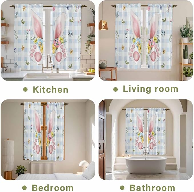 Easter Window Curtains 63 Inch Long 2 Panel Set, Rod Pocket Bedroom Curtains & - Image 8