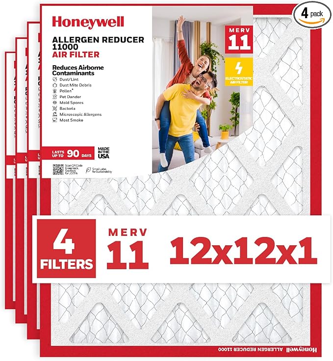 Honeywell 12x12x1 MERV 11 Allergen Reducer 11000 Electrostatic Pleated HVAC AC by HoneywellAirComfort