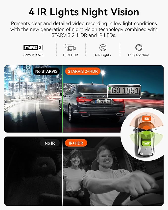 Vantrue N2X 2.7K Dash Cam Front and Inside, 5G WiFi Dual Dash Camera for Car with HDR IR Night Vision, STARVIS 2, GPS, 2.5K/60FPS, G-Sensor, 24/7 Parking Mode, Voice Control, Support 512GB Max
