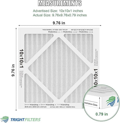 10x10x1 Air Filter 6 Pack, Durable MERV 8 Pleated Home HVAC AC Furnace Filters - Image 2