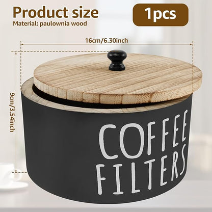 Coffee Filter Holder, Wooden Large Capacity Rustic Coffee Filter Storage Case - Image 2
