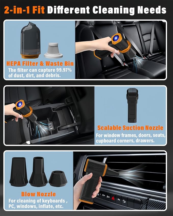 Compressed Air Duster, 130K RPM Powerful Cordless Mini Blower - Image 4