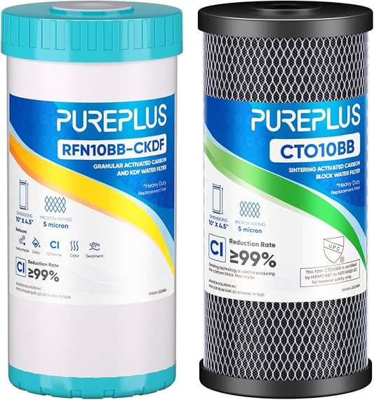 PUREPLUS 5 Micron 4.5"x 10" 2-Stage Whole House Water Filter Cartridge Combo Kit by PUREPLUS