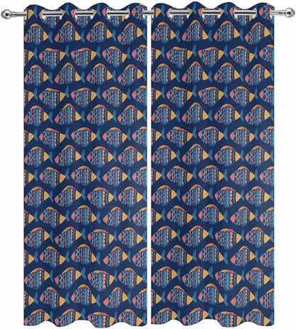 Fish Outdoor Curtains for Patio Vintage National Wind Fish Blue Waterproof - Image 9