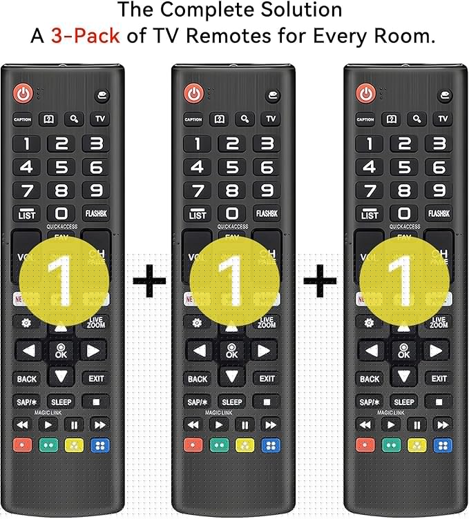 (Pack of 3) Replacement for LG TV Remote Control, Compatible with All LG Smart TVs Remote, for AKB75095307 AKB75375604 AKB74915305 AK75675304 AKB76040302 AKB76037601 AKB75675313